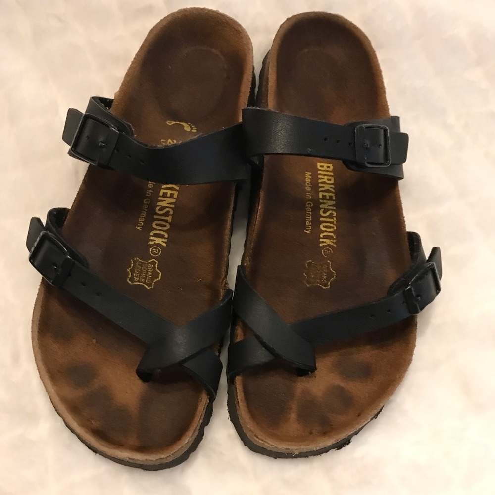 Mayari Black leather Birkenstocks size 38